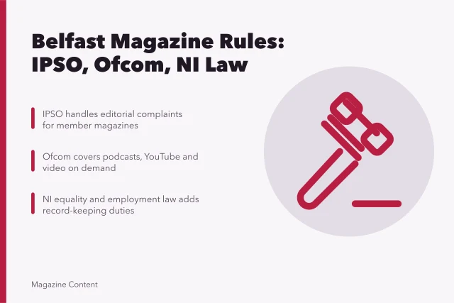 Card on Belfast magazine regulation under IPSO, Ofcom and Northern Ireland law. Belfast magazine publishing under IPSO, Ofcom and Northern Ireland rules