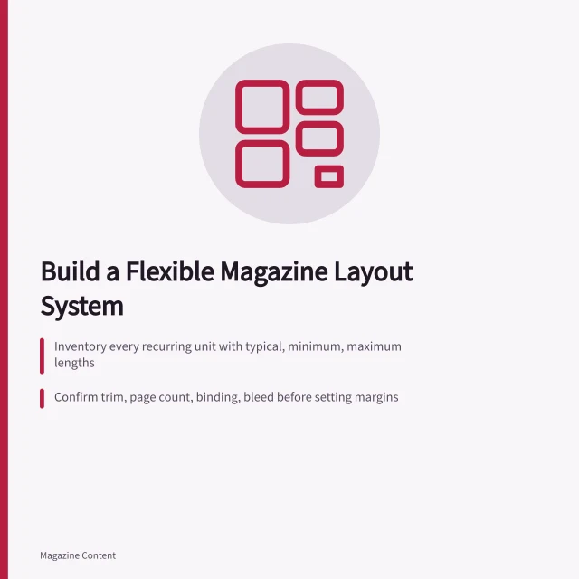 Numbered layout grid with regular measurement lines for magazine page design. How to build a flexible magazine layout system