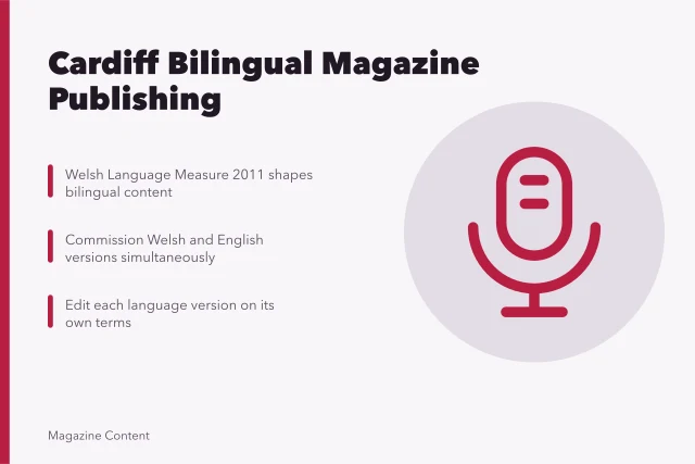 Cardiff bilingual magazine publishing with Welsh and English titles. Cardiff magazine publishing, editorial lessons from Welsh titles