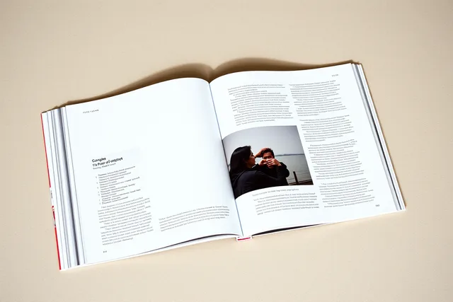 Perfect-bound magazine showing off-center spine, show-through, gutter loss, and misregistration. Case study: repairing a fictional magazine print failure
