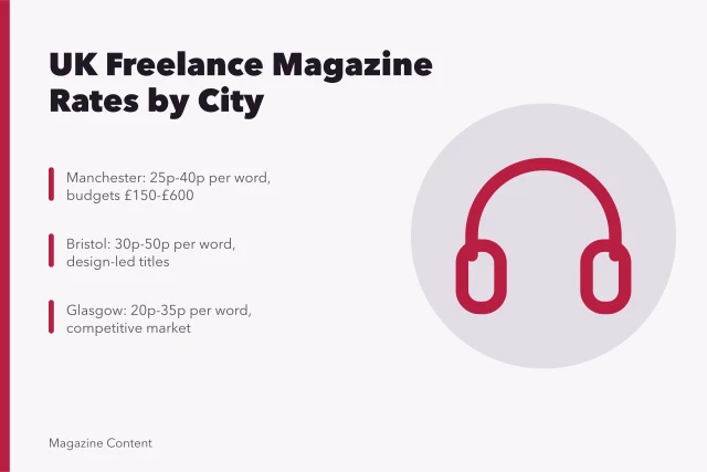 Comparison of freelance magazine rates in Manchester, Bristol and Glasgow. Freelance magazine rates in Manchester, Bristol and Glasgow compared
