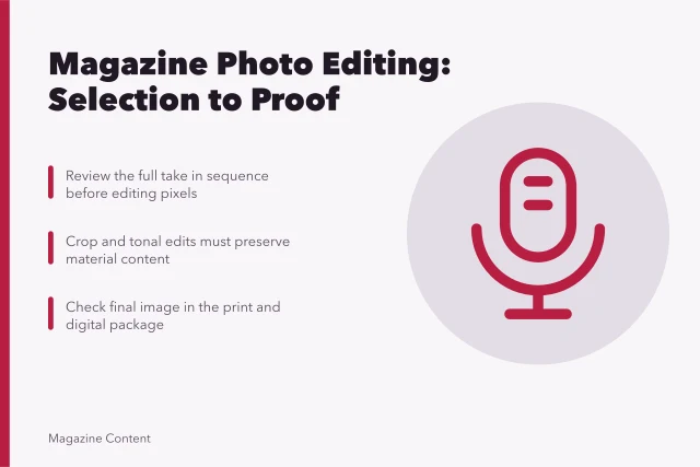 Magazine photo editing workflow from contact sheet selection to final proof. Magazine photo editing: a practical guide from selection to proof