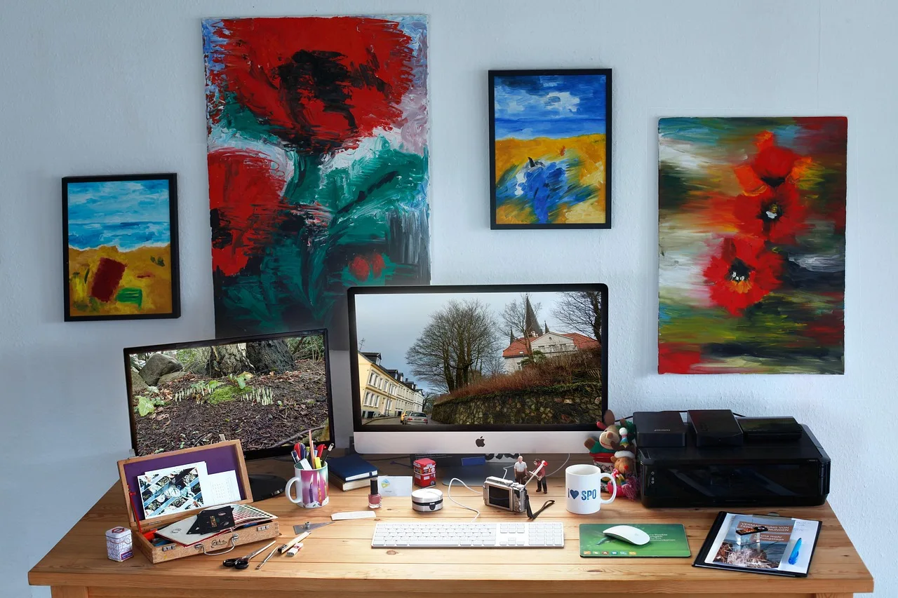 communication, workplace, mockup, mac, desktop, creative, computer, apple, design, photos, handicraft tools, keyboard, mouse, desk, monitor, 27 inch, screen, oil paintings, digital, technology, business, work, printer, pencils, printer, printer, printer, printer, printer. Photo editing, caption, and image-rights problems with practical fixes