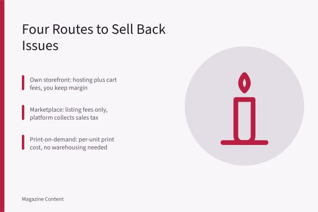 Comparison of four online routes for selling magazine back issues. Should You Sell Magazine Back Issues Online?
